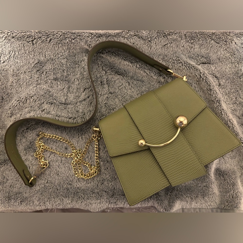 STRATHBERRY Crescent Lizard-Embossed Leather